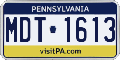 PA license plate MDT1613