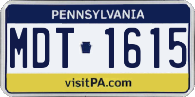 PA license plate MDT1615
