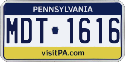 PA license plate MDT1616