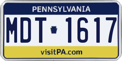 PA license plate MDT1617