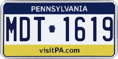 PA license plate MDT1619