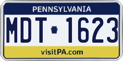PA license plate MDT1623