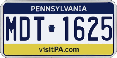 PA license plate MDT1625
