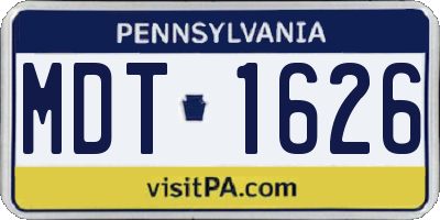 PA license plate MDT1626