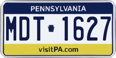 PA license plate MDT1627