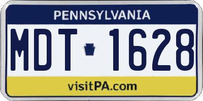 PA license plate MDT1628