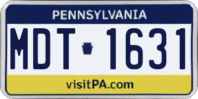 PA license plate MDT1631