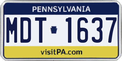 PA license plate MDT1637