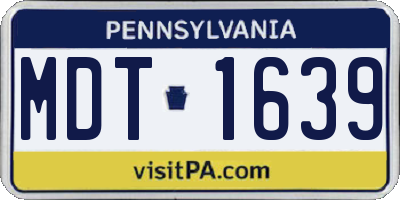 PA license plate MDT1639