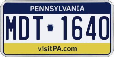 PA license plate MDT1640