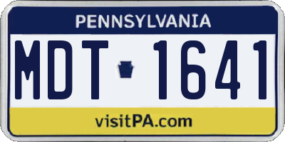 PA license plate MDT1641