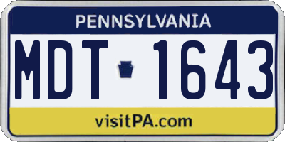 PA license plate MDT1643