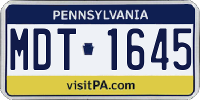 PA license plate MDT1645