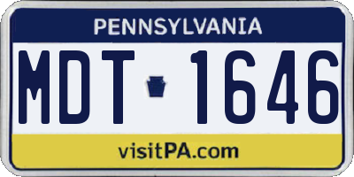 PA license plate MDT1646