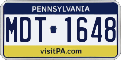 PA license plate MDT1648