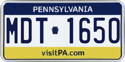 PA license plate MDT1650