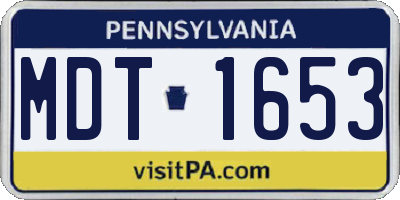 PA license plate MDT1653