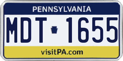 PA license plate MDT1655