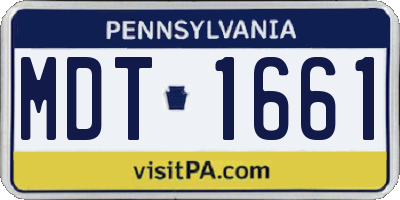 PA license plate MDT1661