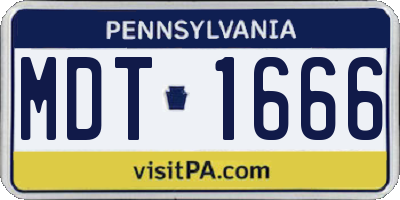 PA license plate MDT1666