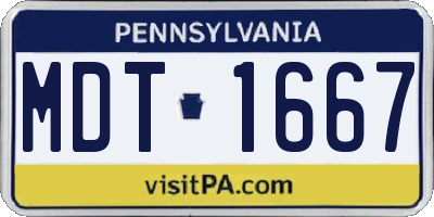 PA license plate MDT1667