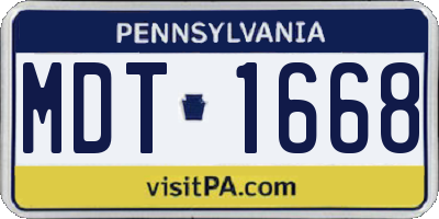 PA license plate MDT1668