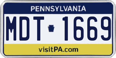 PA license plate MDT1669