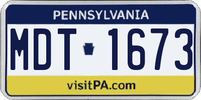 PA license plate MDT1673