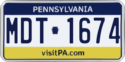 PA license plate MDT1674