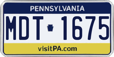 PA license plate MDT1675
