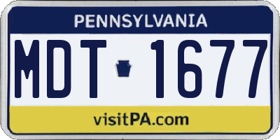 PA license plate MDT1677