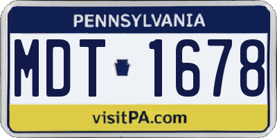 PA license plate MDT1678