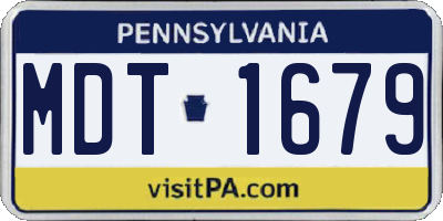 PA license plate MDT1679