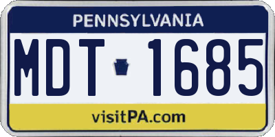 PA license plate MDT1685