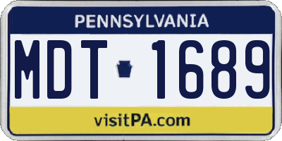 PA license plate MDT1689