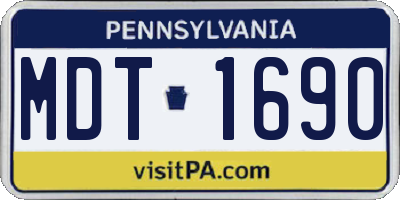 PA license plate MDT1690