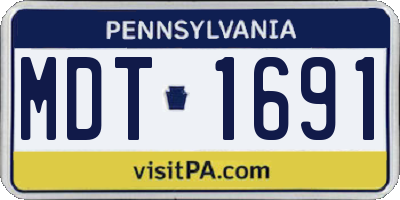 PA license plate MDT1691