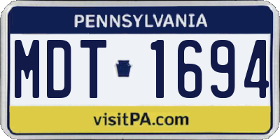 PA license plate MDT1694