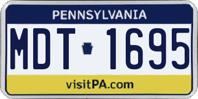 PA license plate MDT1695