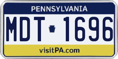 PA license plate MDT1696