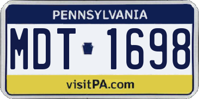 PA license plate MDT1698