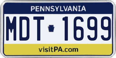 PA license plate MDT1699
