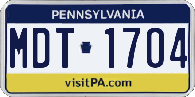 PA license plate MDT1704