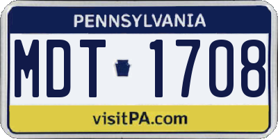 PA license plate MDT1708