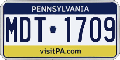 PA license plate MDT1709