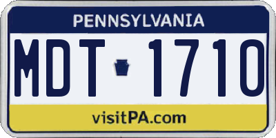 PA license plate MDT1710