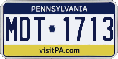 PA license plate MDT1713