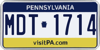 PA license plate MDT1714