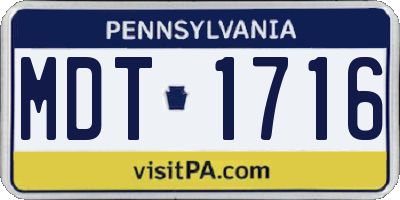 PA license plate MDT1716
