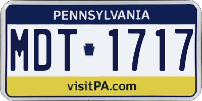 PA license plate MDT1717